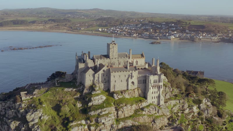 St Michael's Mount in Cornwall a Popular Tourist Attraction Island From the Air