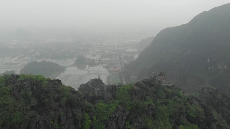 Aerial View of lookout point over lush valley