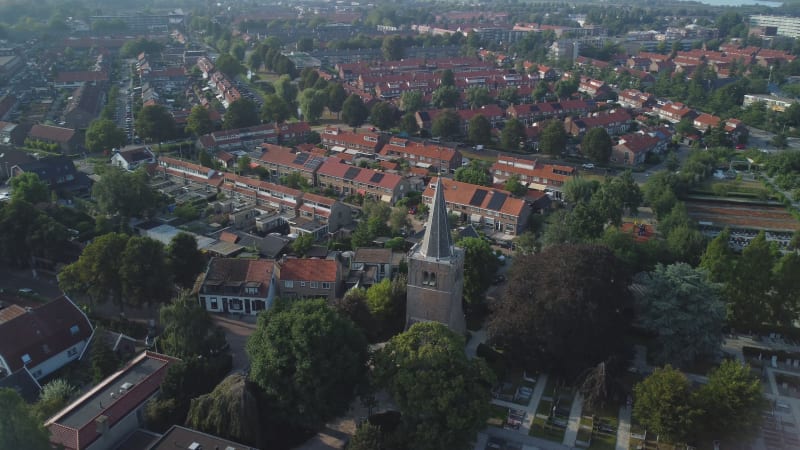 Tower of the Great Church in Alblasserdam, South Holland province, the Netherlands.