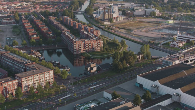 Overhead View of Port Boats in Utrecht, the Netherlands