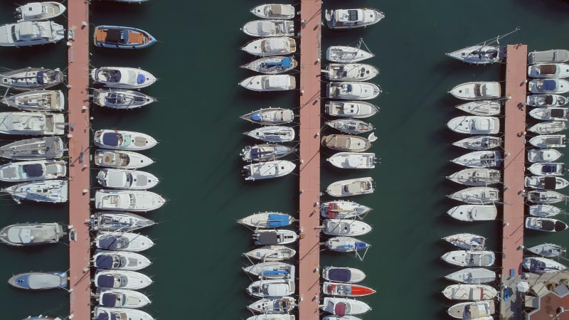Bird's Eye View of a Yacht and Boat Marina