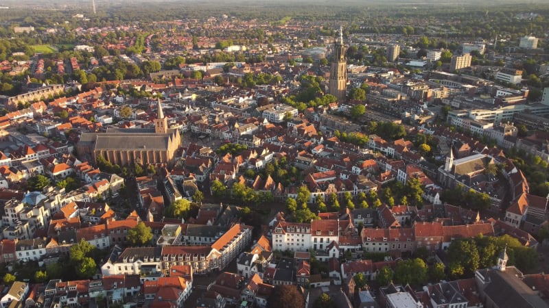 The Sint Joriskerk, Elleboogkerk, and Onze-Lieve-Vrouwentoren in Amersfoort, Utrecht province, the Netherlands.