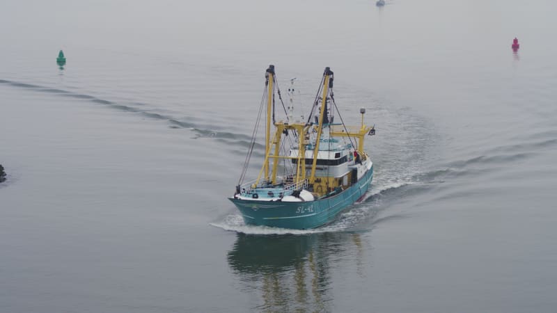 Circle Shot of a Dutch Fish Boat