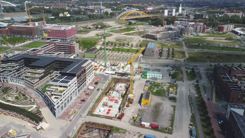 Aerial View of Leidsche Rijn Centre in Utrecht, Netherlands, Under Construction