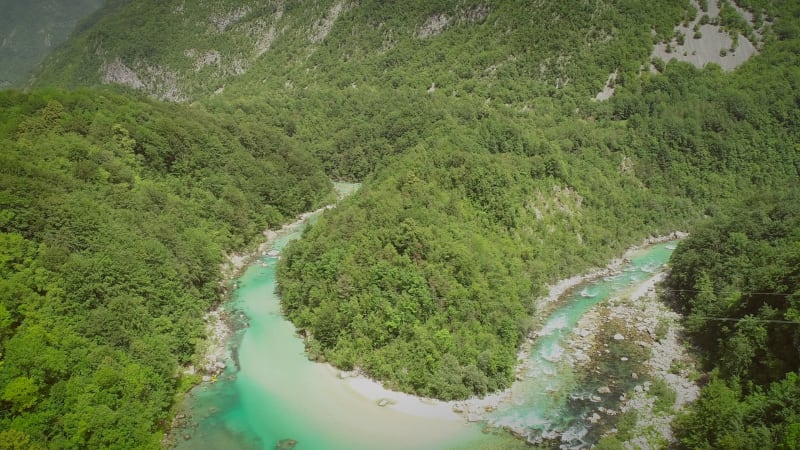 Aerial view of the calm and transparent water.