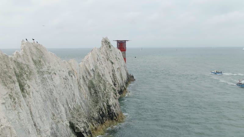 The Isle of Wight Needles a Natural Chalk Coastal Feature with a Lighthouse