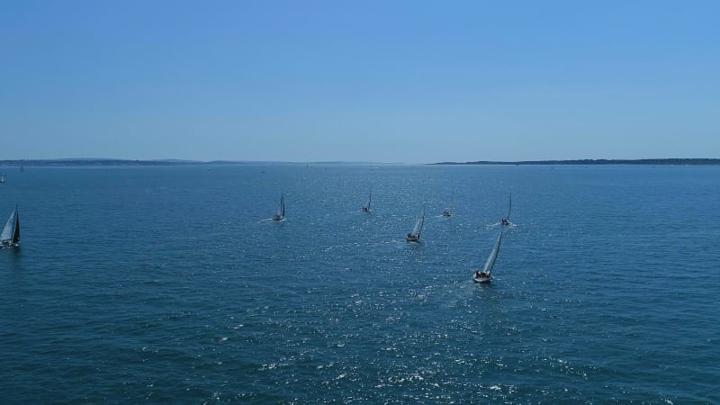 Summer Sailing Regatta at Sea Aerial View