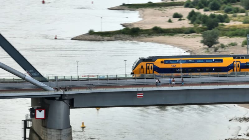 Overhead View of Train Arrival in Nijmegen, Netherlands