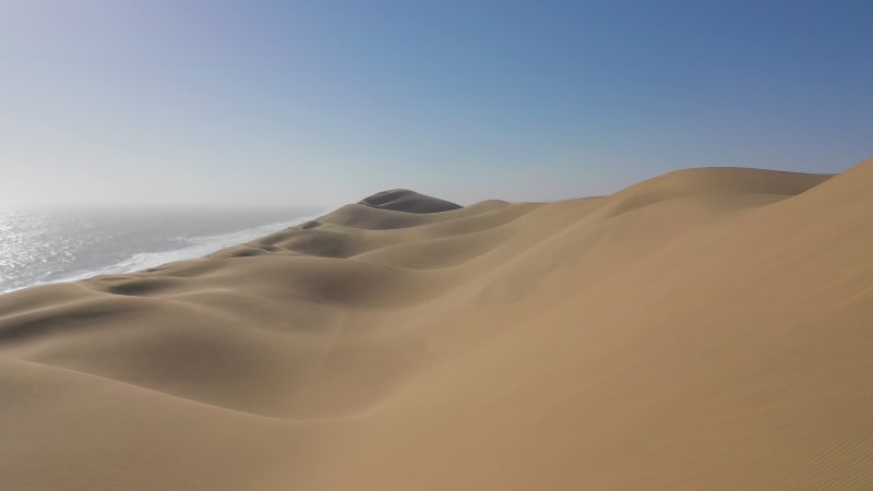 Aerial view of sand dunes, The Lange Wand, The Namib Desert, Namibia.