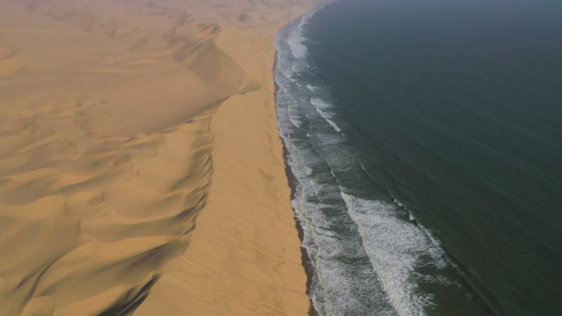 Aerial view of sand dunes, The Lange Wand, The Namib Desert, Namibia.