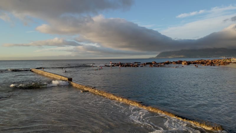 Aerial view of St James tidal pool, Cape Town, South Africa.