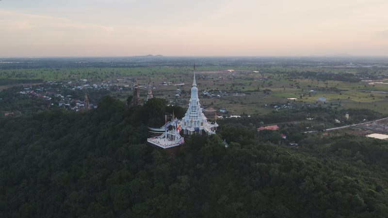 Aerial view of Wat Phnom, the Holy Hill in Phnom Penh, Cambodia.