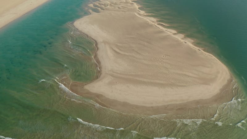 Aerial view of Hawkers Bay, Cornwall, United Kingdom.