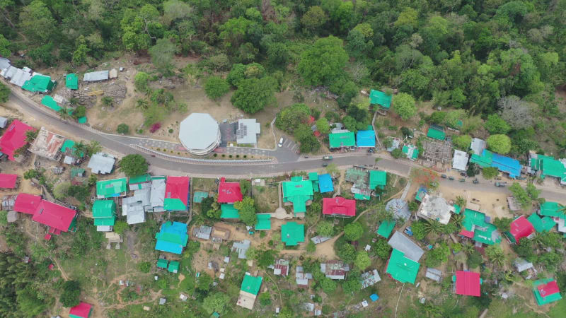 Aerial view of Lushai, an heritage small village in Sajek Valley, Bangladesh.