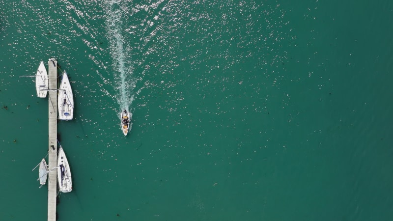 Yachts and Boats on a River Pleasure Boating Bird's Eye View