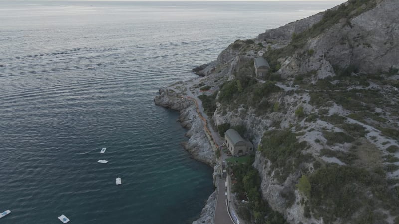 Aerial view of Erchie coastline, Amalfi Coast, Salerno, Campania, Italy.