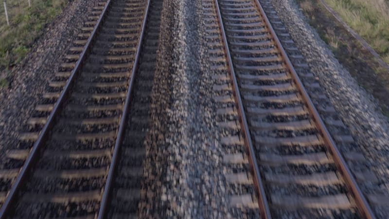 Railway Tracks in the Morning Establishing