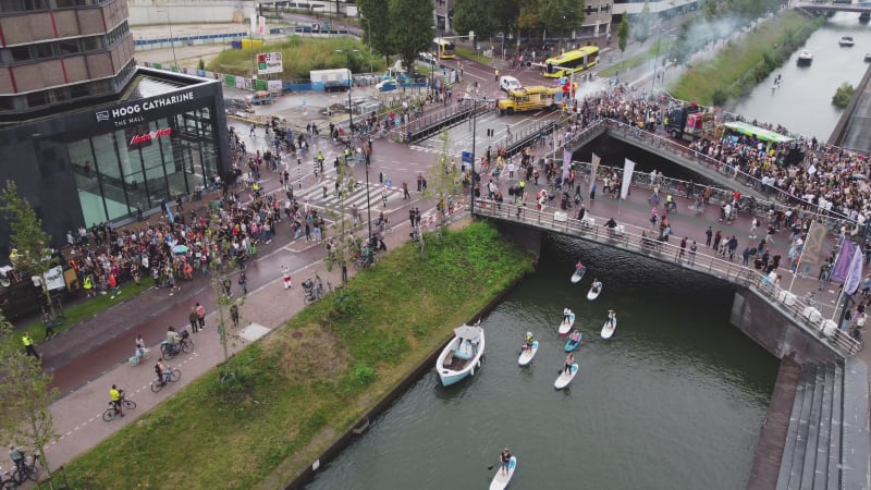 Protesters Marching Down A Street During Unmute Us Campaign In Utrecht, Netherlands.