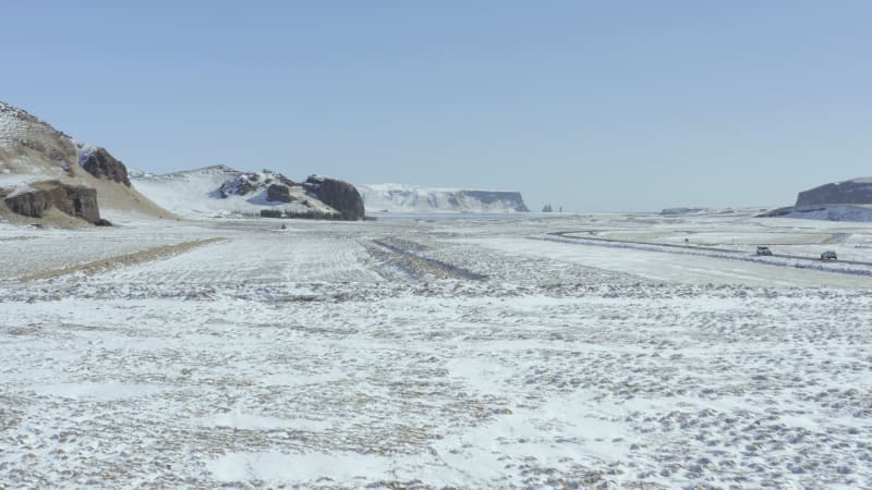 Wild Icelandic Horses in Snowy Conditions With Beautiful Iceland Landscape