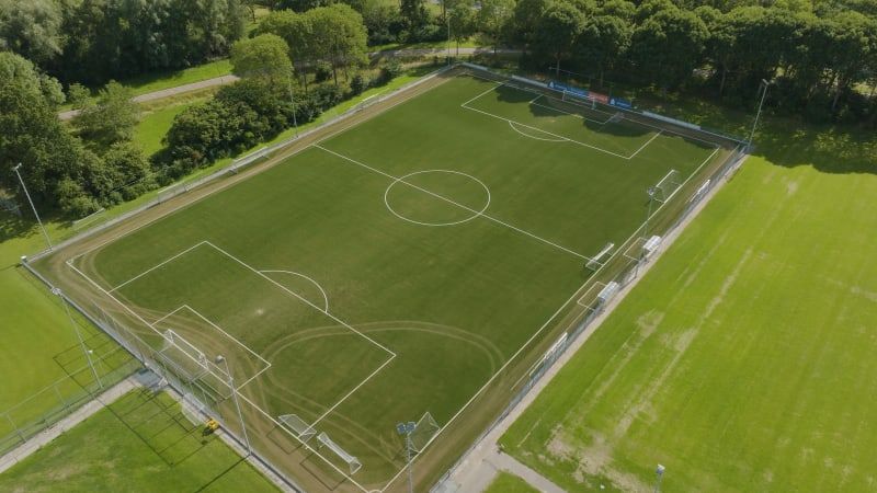 Overhead View of a Soccer Field in Houten, Netherlands