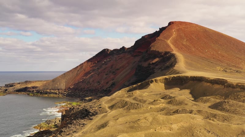 Aerial view of rock formation mountain, Lanzarote.