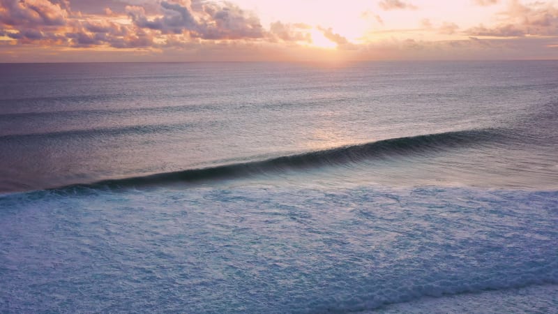 Aerial view of large waves, Island of Mauritius.