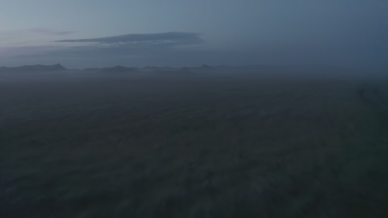 Birds eye of icelandic highlands covered with mist and fog. Birds eye of empty icelandic countryside. Moonscape landscape. Amazing in nature