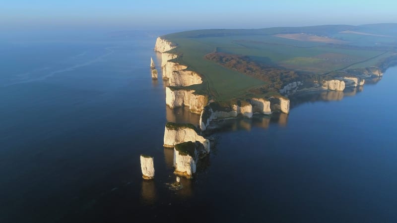 Old Harry Rocks on the Jurassic Coast in England from the Air