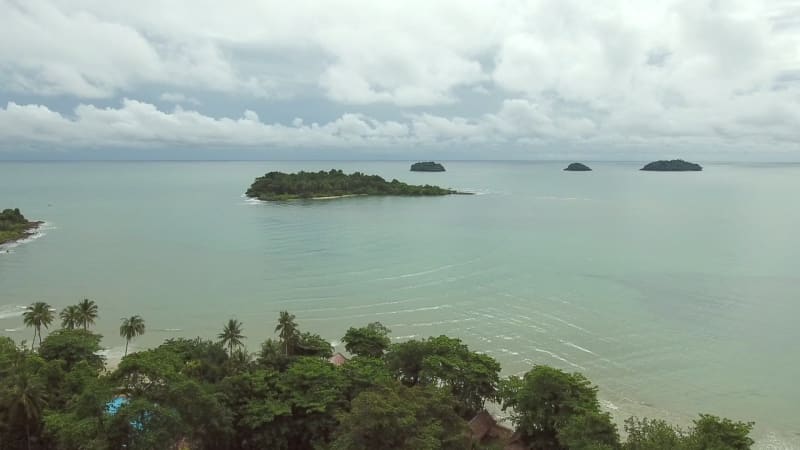 Aerial view of tropical forest on an isolated island, Ko Chang.