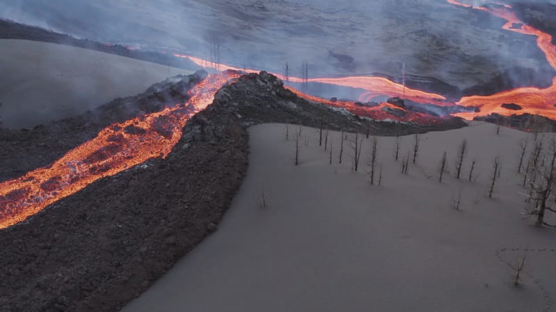 Aerial view of Volcan Cumbre Vieja, La Palma, Canary Islands, Spain.