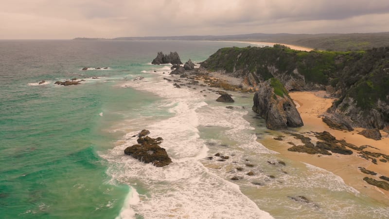 Aerial view of the hidden beach at a national park, Victoria.