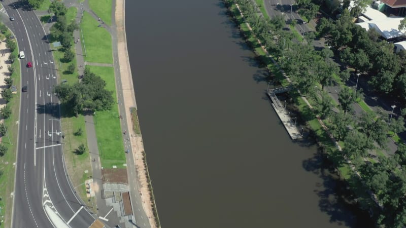 Melbourne City Australia and Yarra River Aerial Reveal