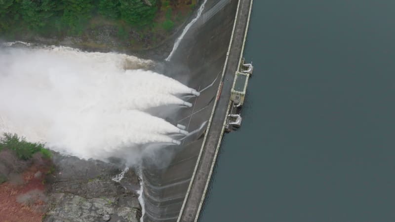 Water Being Pumped Through a Hydroelectric Dam