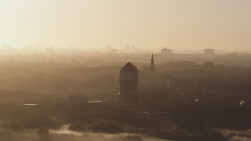 Misty Morning View of Kijkduin and Den Haag