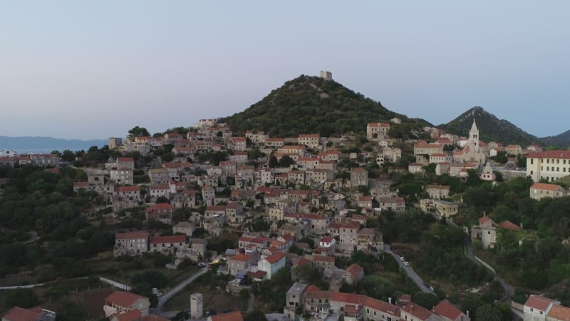 Aerial view of Lastovo, Dubrovnik province, Croatia.