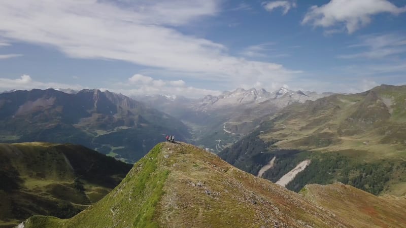 Aerial View of People Hiking in Ticino.