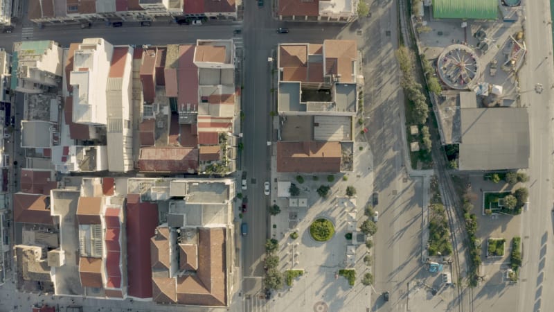 Aerial view of empty streets due to the coronavirus pandemic.