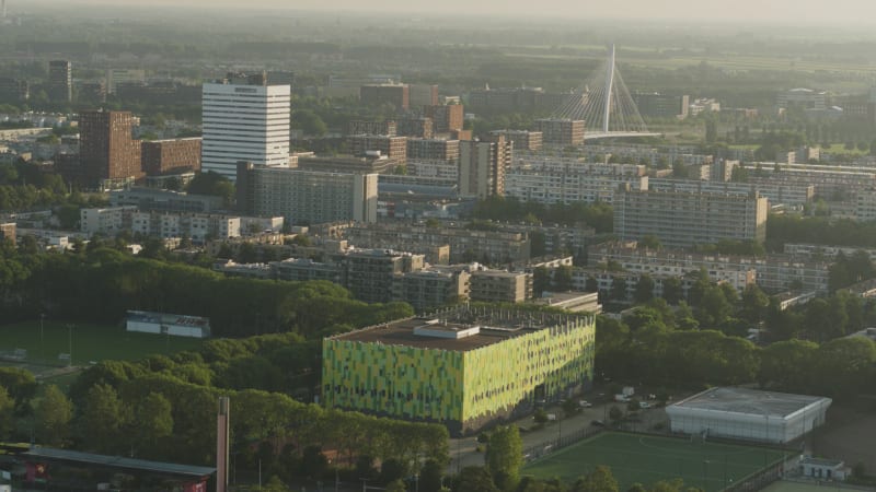 Overheard View of Kanaleneiland's Soccer Fields in Utrecht, The Netherlands