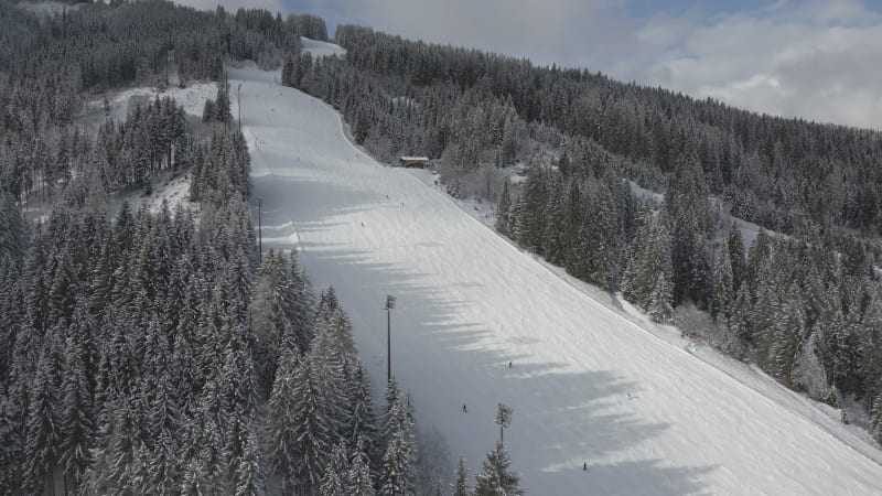 Aerial View of Ski Slope in Flachau, Austria