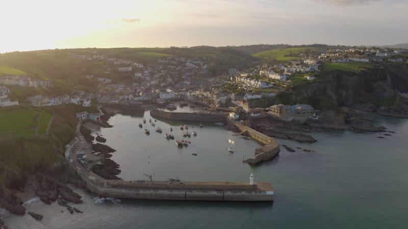 Mevagissey Harbour at Sunset in Cornwall UK