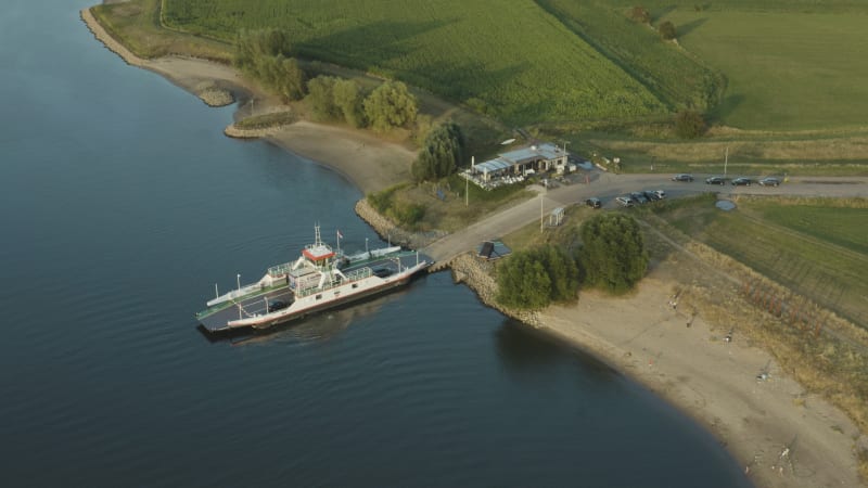 Ferry Crossing River Lek in Wijk Bij Duurstede, Netherlands