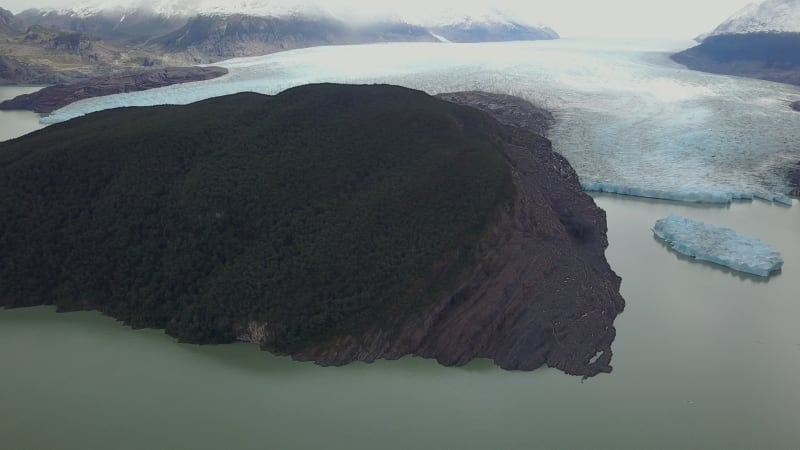 Aerial view of Perito Moreno glacier in Lago Argentino.