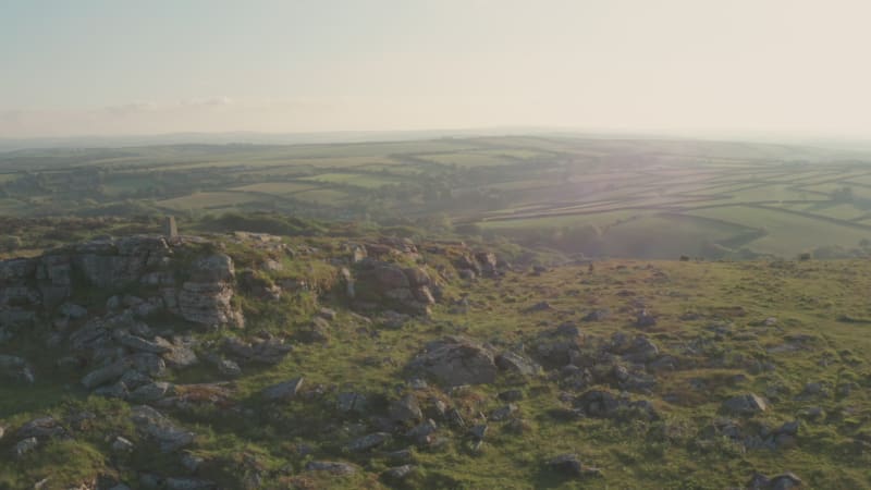 Aerial view of desert countryside near Saint Ives, Cornwall.