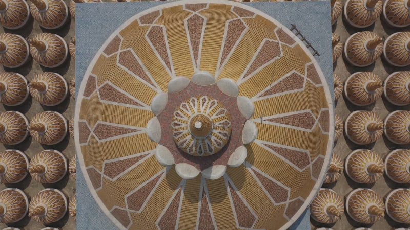 Aerial view of Gombuj Masjid mosque, Dhaka state, Bangladesh.