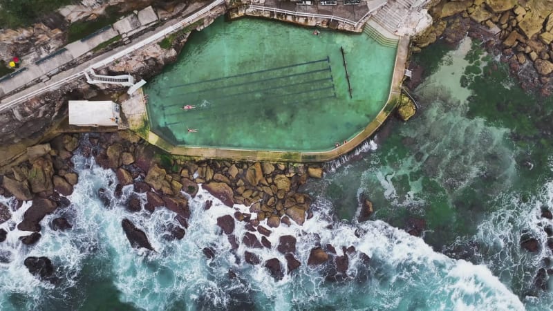 Aerial view of Bondi Iceberg Pool, New South Wales, Australia.