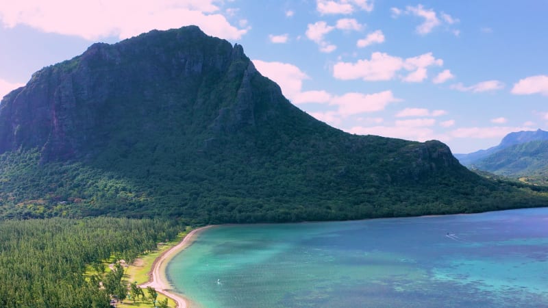 Aerial view of Le Morne Brabant, Mauritius.