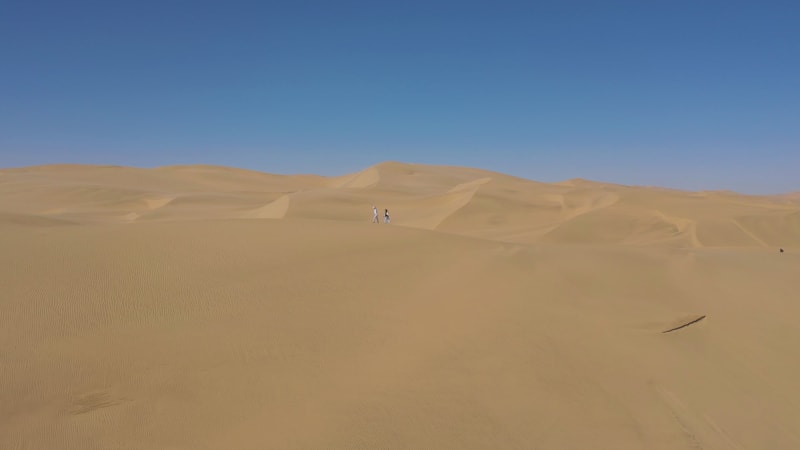 Aerial view of sand dunes at The Lange Wand, The Namib Desert, Namibia.