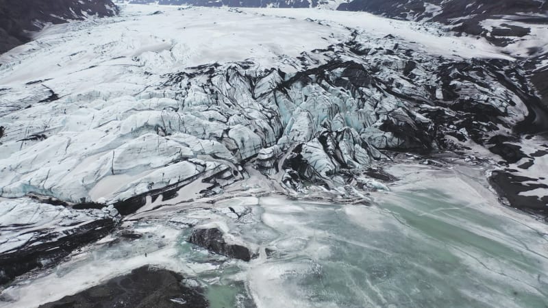 Aerial view of a glacier in Iceland.