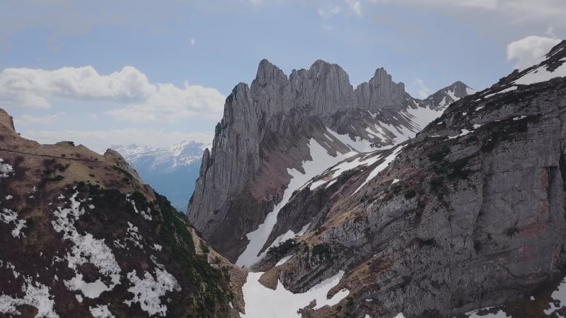 Aerial View of Swiss Mountains in Alpstein.