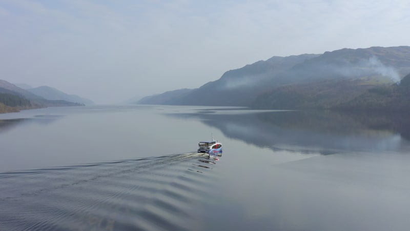 Nessie Tour Boat on Loch Ness Near Fort Augustus in Scotland